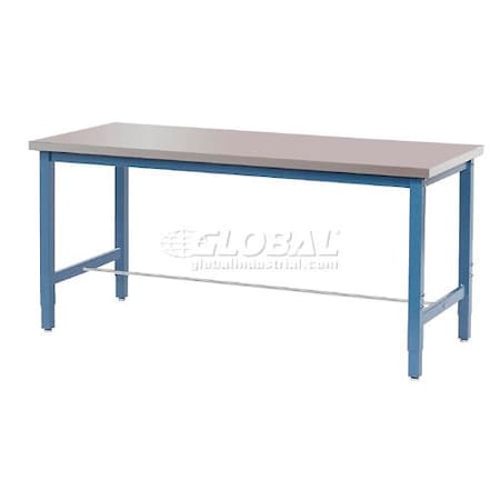 Global Industrial 72x30 Adj. Height Workbench Square Tube Leg, Stainless Steel Square Edge BL 242263BL